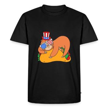 Sloth Laziness Lazy Morning Grouch Taco - Men's Premium Organic T-Shirt - black - Front - Nico (187cm)