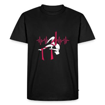 Yoga aérien Air Yoga - T-shirt Premium bio Homme - noir - Devant - Nico (187cm)