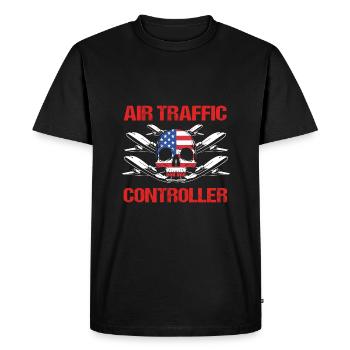 Contrôleur aérien - T-shirt Premium bio Homme - noir - Devant - Nico (187cm)
