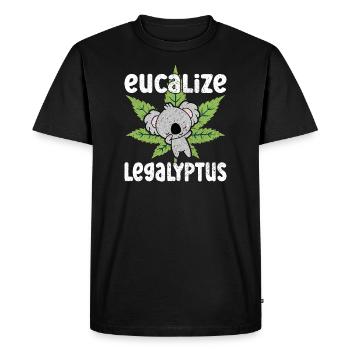 Eucalize Legalyptus Meme Koala Weed Lover - Men's Premium Organic T-Shirt - black - Front - Nico (187cm)
