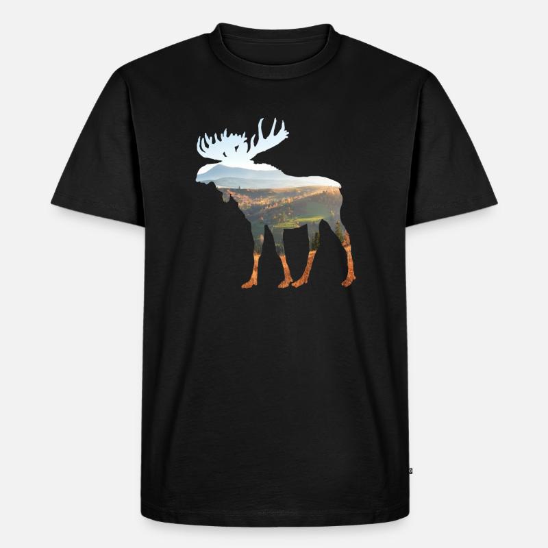Elch - Männer Premium Bio T-Shirt - Schwarz