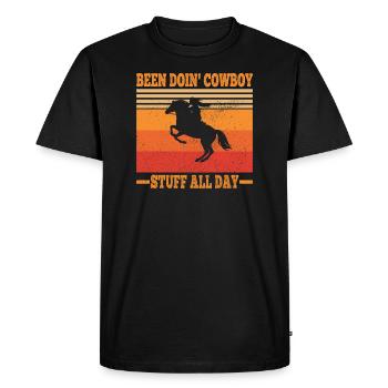 J’ai fait du rodéo de cow-boy toute la journée - T-shirt Premium bio Homme - noir - Devant - Nico (187cm)