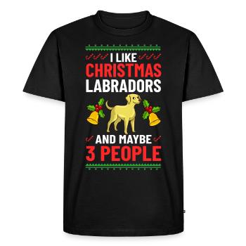 Labrador Retriever Dog Puppy Owner Christmas - Men's Premium Organic T-Shirt - black - Front - Nico (187cm)
