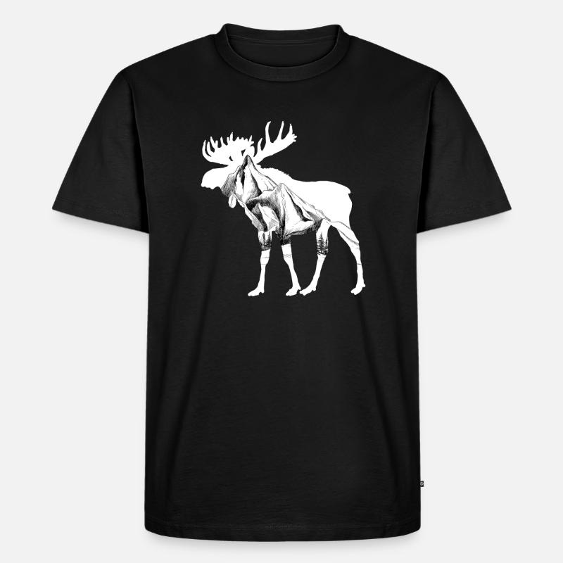 Elch - Männer Premium Bio T-Shirt - Schwarz