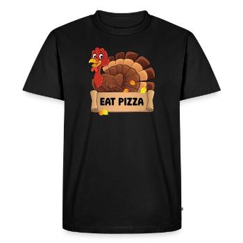 Drôle de dinde de Thanksgiving Mangez de la pizza Adulte végétalien - T-shirt Premium bio Homme - noir - Devant - Nico (187cm)