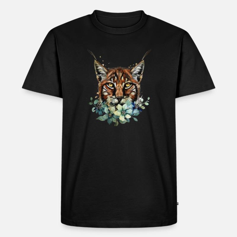 Luchs - Männer Premium Bio T-Shirt - Schwarz