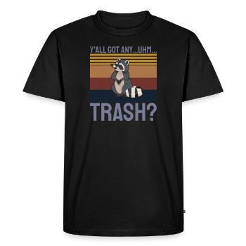 Raccoon Y'all Got Any Trash - Men's Premium Organic T-Shirt - black - Front - Nico (187cm)