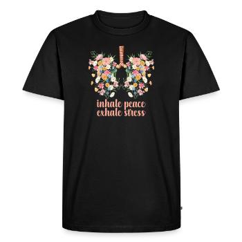 Yoga Zen Motivation Inhale Peace Inspiration - Men's Premium Organic T-Shirt - black - Front - Nico (187cm)