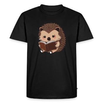 Lecture mignonne hérisson - T-shirt Premium bio Homme - noir - Devant - Nico (187cm)