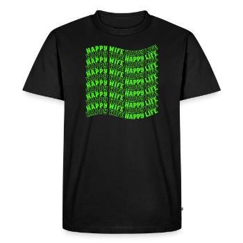 Femme heureuse Vie heureuse Fiançailles Mariage - T-shirt Premium bio Homme - noir - Devant - Nico (187cm)