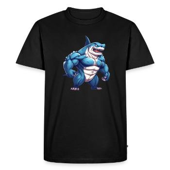 Bodybuilder Shark - T-shirt Premium bio Homme - noir - Devant - Nico (187cm)