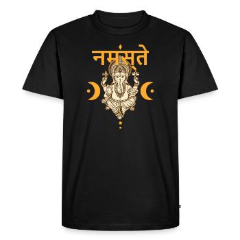 Yoga Gansha Namaste Sanskrit Namaste Méditation - T-shirt Premium bio Homme - noir - Devant - Nico (187cm)