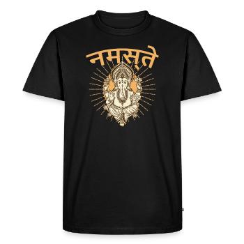 Yoga Gansha Namaste Sanskrit Namaste Meditation - Men's Premium Organic T-Shirt - black - Front - Nico (187cm)
