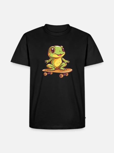 Frog on a skateboard - Men's Premium Organic T-Shirt - black