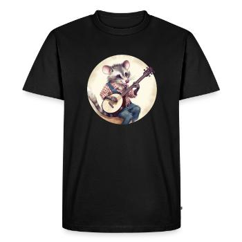 Opossum playing banjo - Men's Premium Organic T-Shirt - black - Front - Nico (187cm)