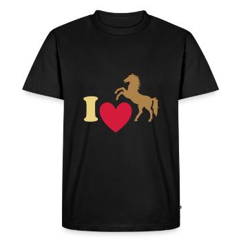 ★ Designfarben änderbar ★ Ich liebe Pferde - Männer Premium Bio T-Shirt - Schwarz - Vorne - Nico (187cm)