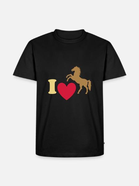 ★ Designfarben änderbar ★ Ich liebe Pferde - Männer Premium Bio T-Shirt - Schwarz