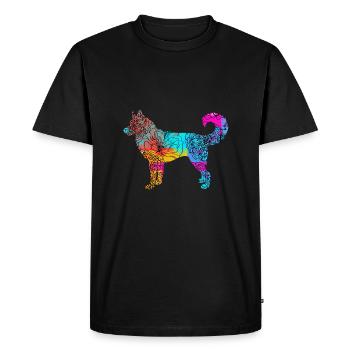 Siberian Husky Flowers - T-shirt Premium bio Homme - noir - Devant - Nico (187cm)