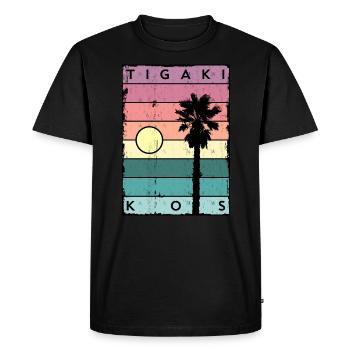 Tigaki Horizon and Palm Kos - Men's Premium Organic T-Shirt - black - Front - Nico (187cm)