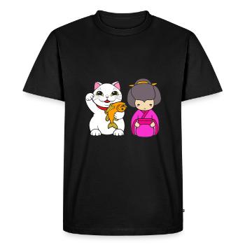 Porte-bonheur Maneki Neko Japon - T-shirt Premium bio Homme - noir - Devant - Nico (187cm)