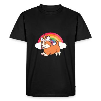 Licorne Corgi - T-shirt Premium bio Homme - noir - Devant - Nico (187cm)