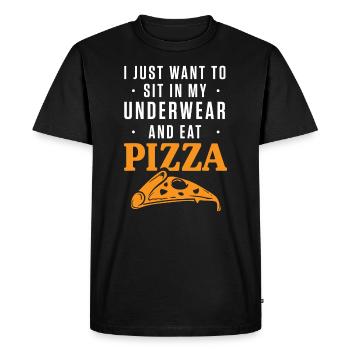Sit In My Underwear And Eat Pizza - Men's Premium Organic T-Shirt - black - Front - Nico (187cm)