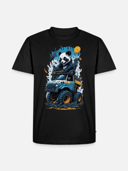 Panda - Männer Premium Bio T-Shirt - Schwarz
