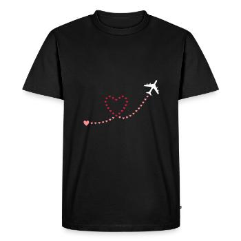 ★ Couleurs de conception modifiables ★ Avion, coeurs - T-shirt Premium bio Homme - noir - Devant - Nico (187cm)