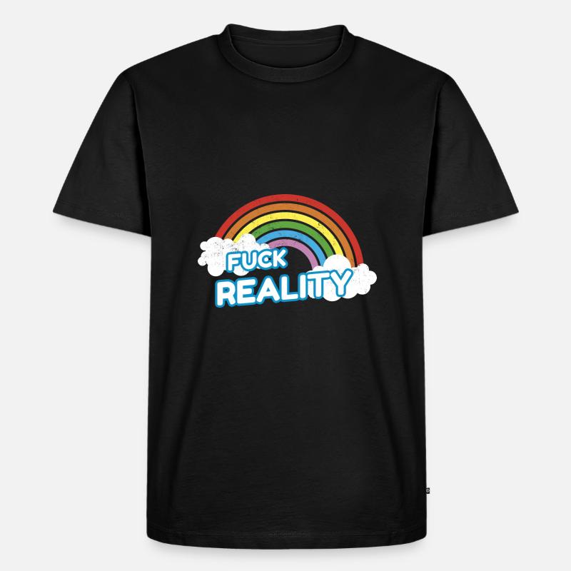 Fuck Reality Regenbogen Pride - Männer Premium Bio T-Shirt - Schwarz