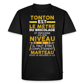 Le meilleur tonton bricoleur - T-shirt Premium bio Homme - noir - Devant - Nico (187cm)