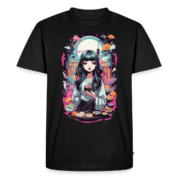 Anime e-Girl Sushi Goth Pastel Streetwear - T-shirt Premium bio Homme - noir - Devant - Nico (187cm)