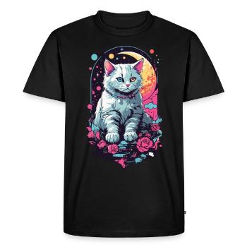 Night Cat in Goth Pastel, Aesthetic Design - Men's Premium Organic T-Shirt - black - Front - Nico (187cm)