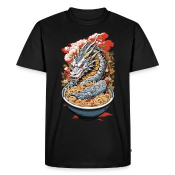 Ukiyo-E Retro Ramen Dragon Tokyo Design - Men's Premium Organic T-Shirt - black - Front - Nico (187cm)