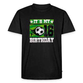 16e anniversaire Garçon Football 16 ans Cadeaux - T-shirt Premium bio Homme - noir - Devant - Nico (187cm)