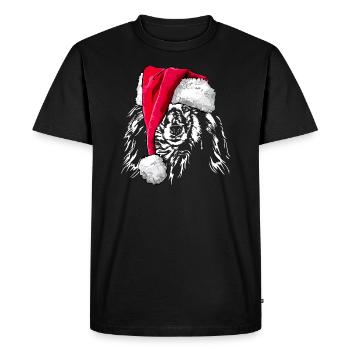 COLLIE with hatches Christmas - Men's Premium Organic T-Shirt - black - Front - Nico (187cm)