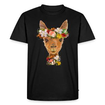lama - Men's Premium Organic T-Shirt - black - Front - Nico (187cm)