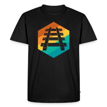 Voie ferrée rétro Pour conducteur de train de locomotive - T-shirt Premium bio Homme - noir - Devant - Nico (187cm)