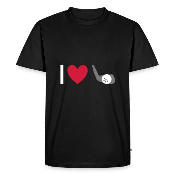 I love golfing (golf clubs, heart, golf ball) - Men's Premium Organic T-Shirt - black - Front - Nico (187cm)