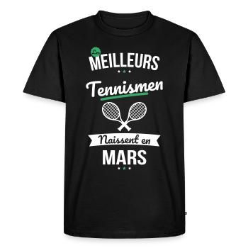 Les meilleurs tennismen naissent en Mars - T-shirt Premium bio Homme - noir - Devant - Nico (187cm)