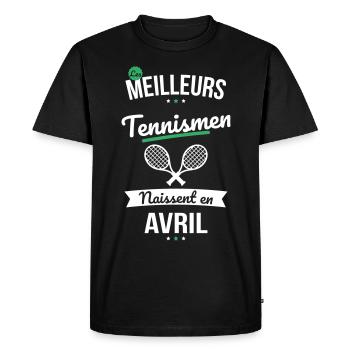 Les meilleurs tennismen naissent en Avril - T-shirt Premium bio Homme - noir - Devant - Nico (187cm)