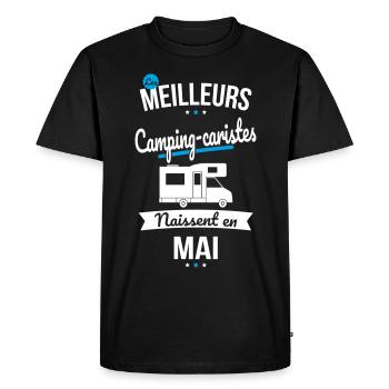Les meilleurs camping-caristes naissent en Mai - T-shirt Premium bio Homme - noir - Devant - Nico (187cm)