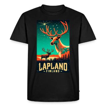 Renne et aurores boréales en Laponie Finlande - T-shirt Premium bio Homme - noir - Devant - Nico (187cm)