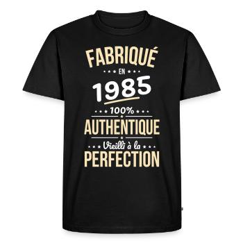 Anniversaire 40 ans - Fabriqué en 1985 - T-shirt Premium bio Homme - noir - Devant - Nico (187cm)