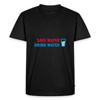 Save water, drink water (glass with water) - Men's Premium Organic T-Shirt - black - Front - Nico (187cm)