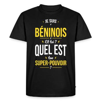 Je suis Béninois - Super-pouvoir - Cadeau Humour - T-shirt Premium bio Homme - noir - Devant - Nico (187cm)