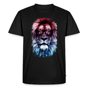 Lion hipster - T-shirt Premium bio Homme - noir - Devant - Nico (187cm)