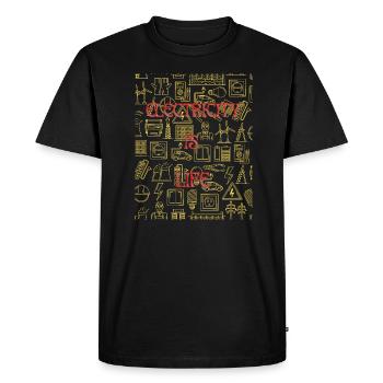 Design Énergie Électrique Industrielle - T-shirt Premium bio Homme - noir - Devant - Nico (187cm)