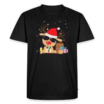 Drôle de renne Noël Noël bière Design - T-shirt Premium bio Homme - noir - Devant - Nico (187cm)