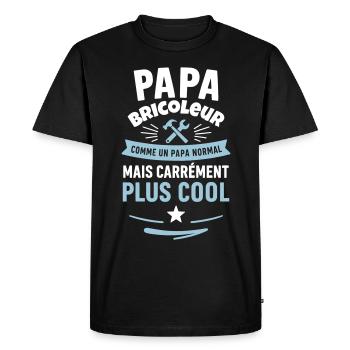 Papa bricoleur – plus cool qu’un papa normal - T-shirt Premium bio Homme - noir - Devant - Nico (187cm)