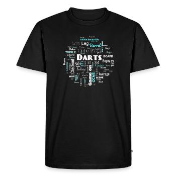 Darts Word Cloud in white and blue - Men's Premium Organic T-Shirt - black - Front - Nico (187cm)